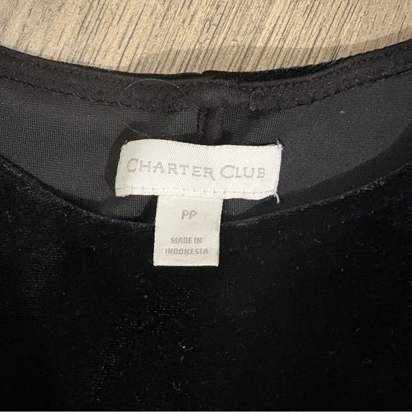 Charter Club Women's Sz PP Black Velvet 3/4 Sleeve Top Whimsigoth Fairy Witchy - Picture 3 of 9